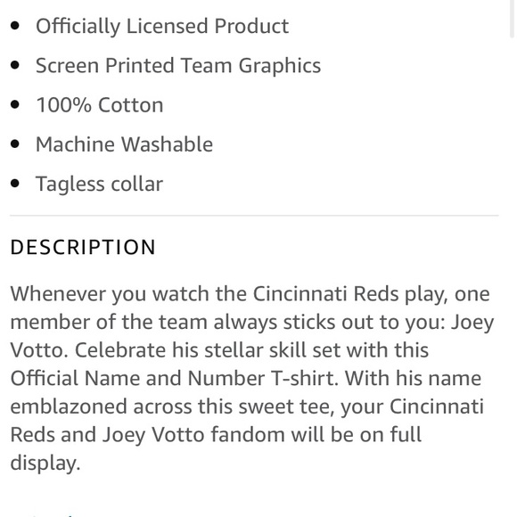 🆕⚾️ Cincinnati Reds Joey Votto Jersey Tee ⚾️🆕 - Picture 16 of 16